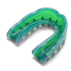 Green mouthguard with white background